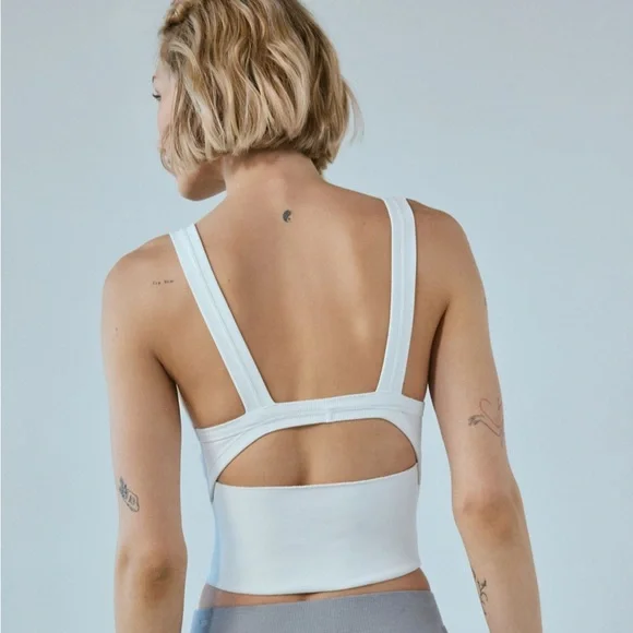 White Ribbed Women's Top - Picture 2 of 3